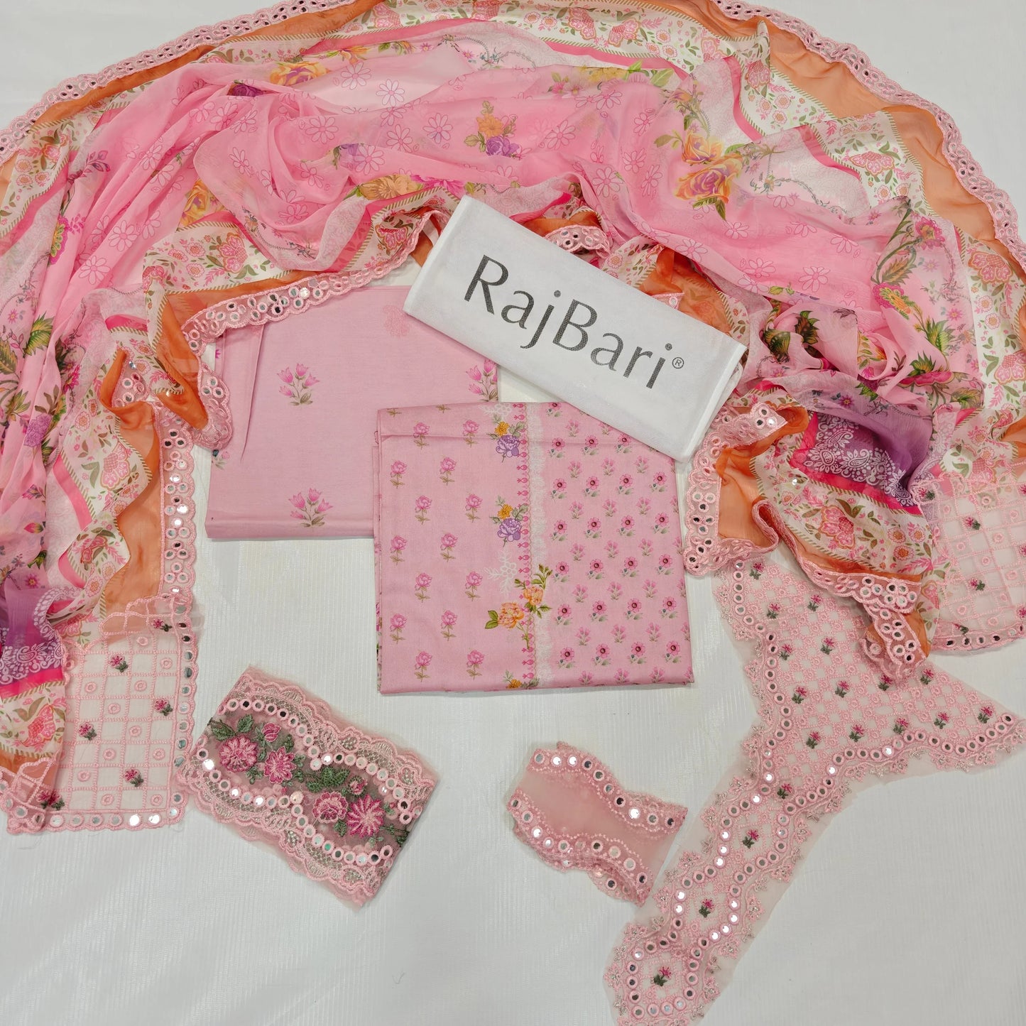 RajBari Printed Embroidered Lawn 3PC Unstitched Memon Clothes