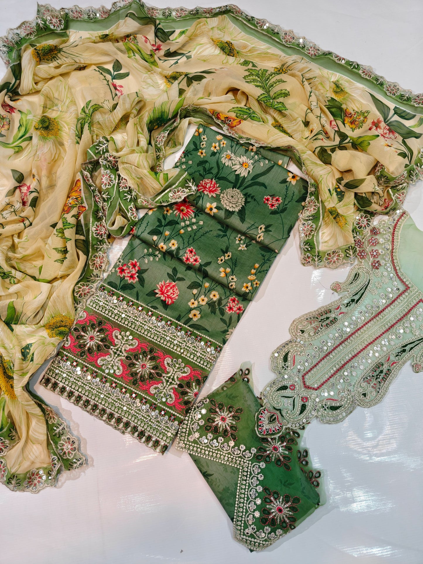 Printed Embroidered Heavy Daman 3PC