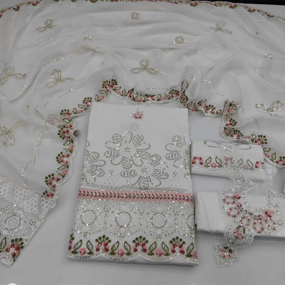 Party Wear Luxury Embroidered Cotton 3PC