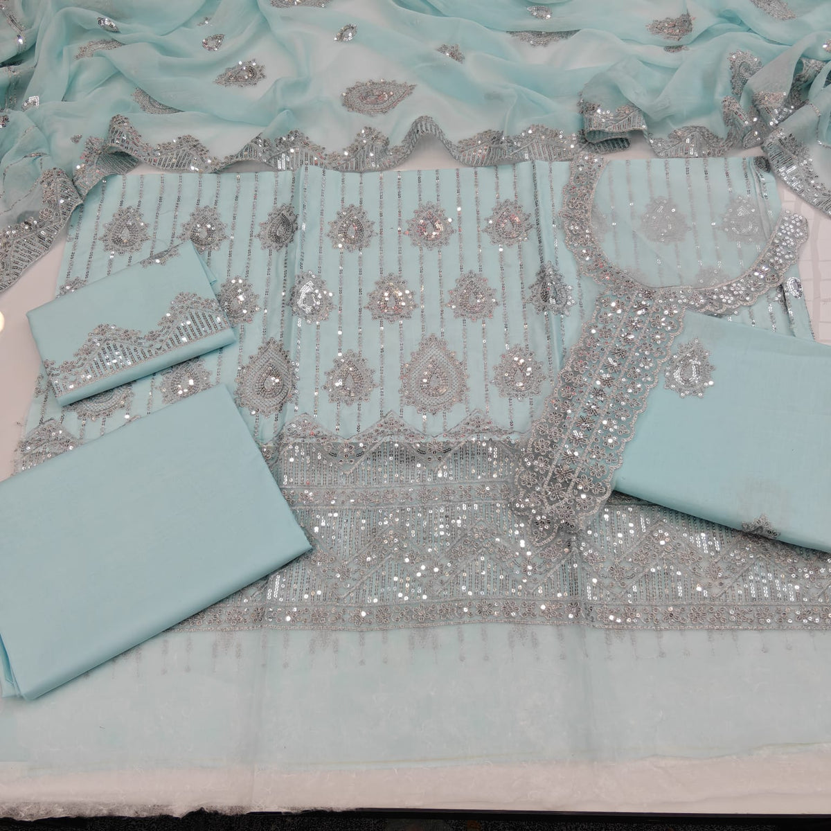 Party Wear Luxury Embroidered Cotton 3PC