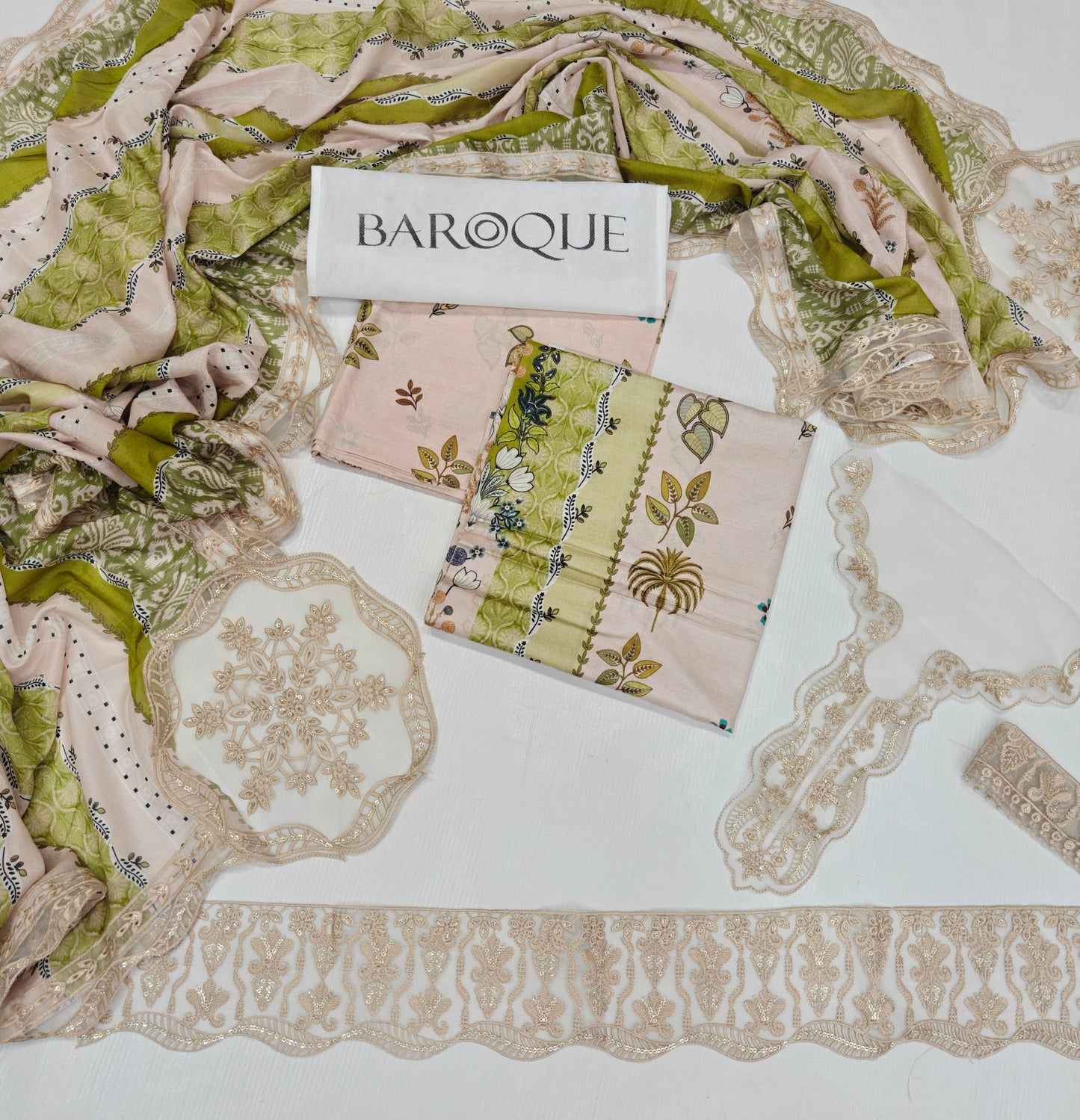 Baroque Printed Embroidered Lawn 3PC Unstitched Memon Clothes