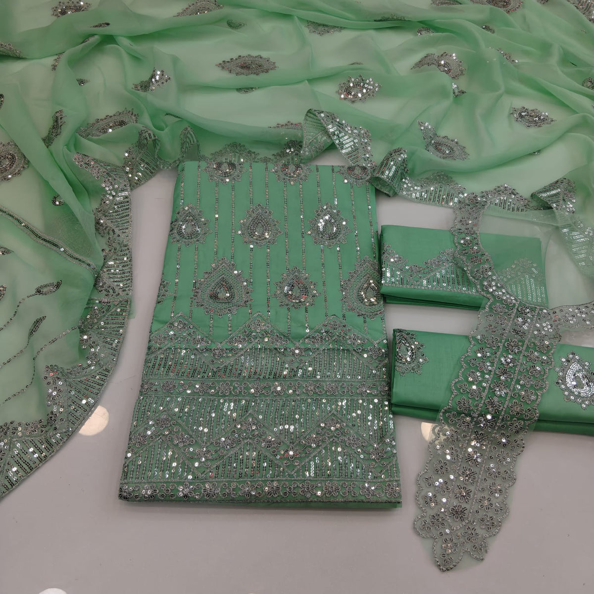 Party Wear Luxury Embroidered Cotton 3PC