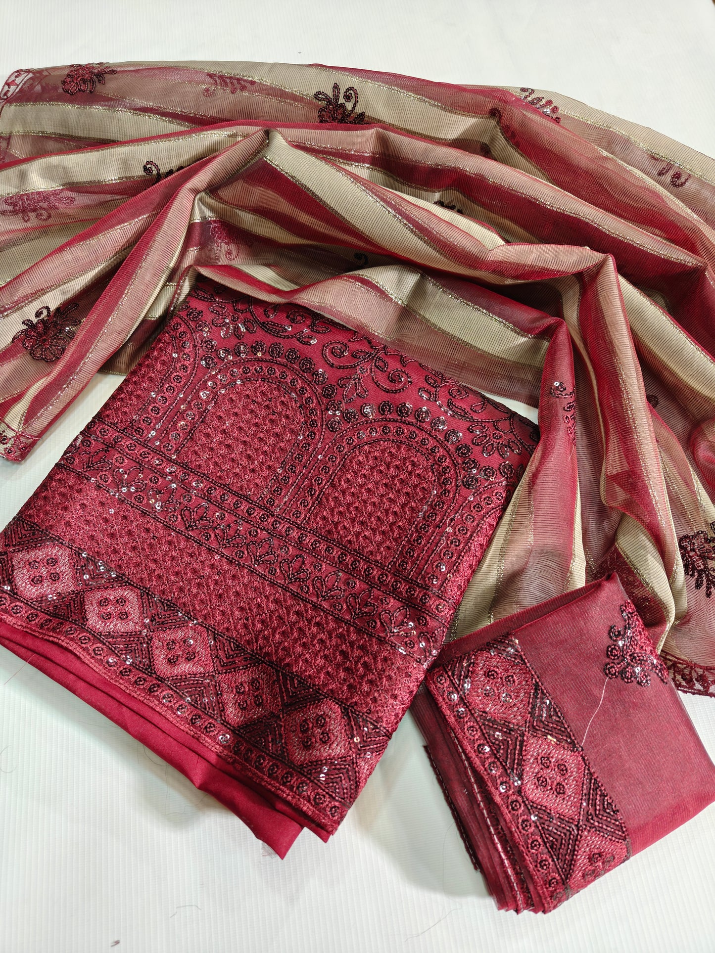 Luxury Baroque Organza Unstitched 3PC