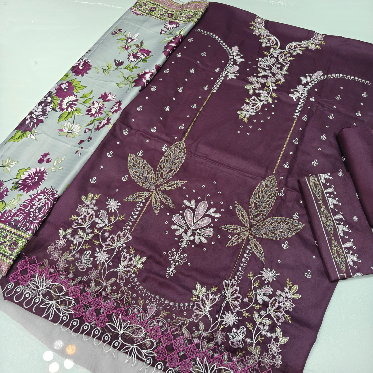 Dhanak Fancy Embroidered 3PC | Nureh
