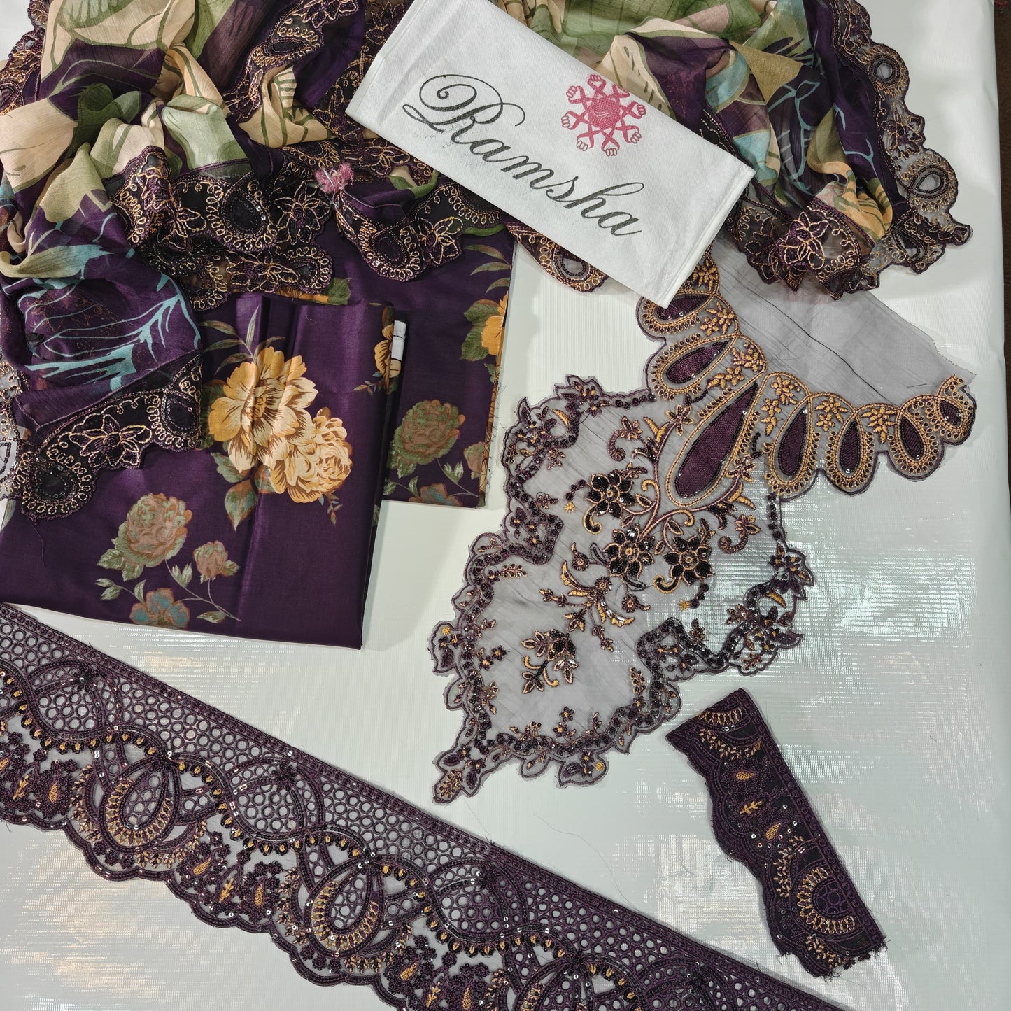 Ramsha Printes Embroidered Lawn