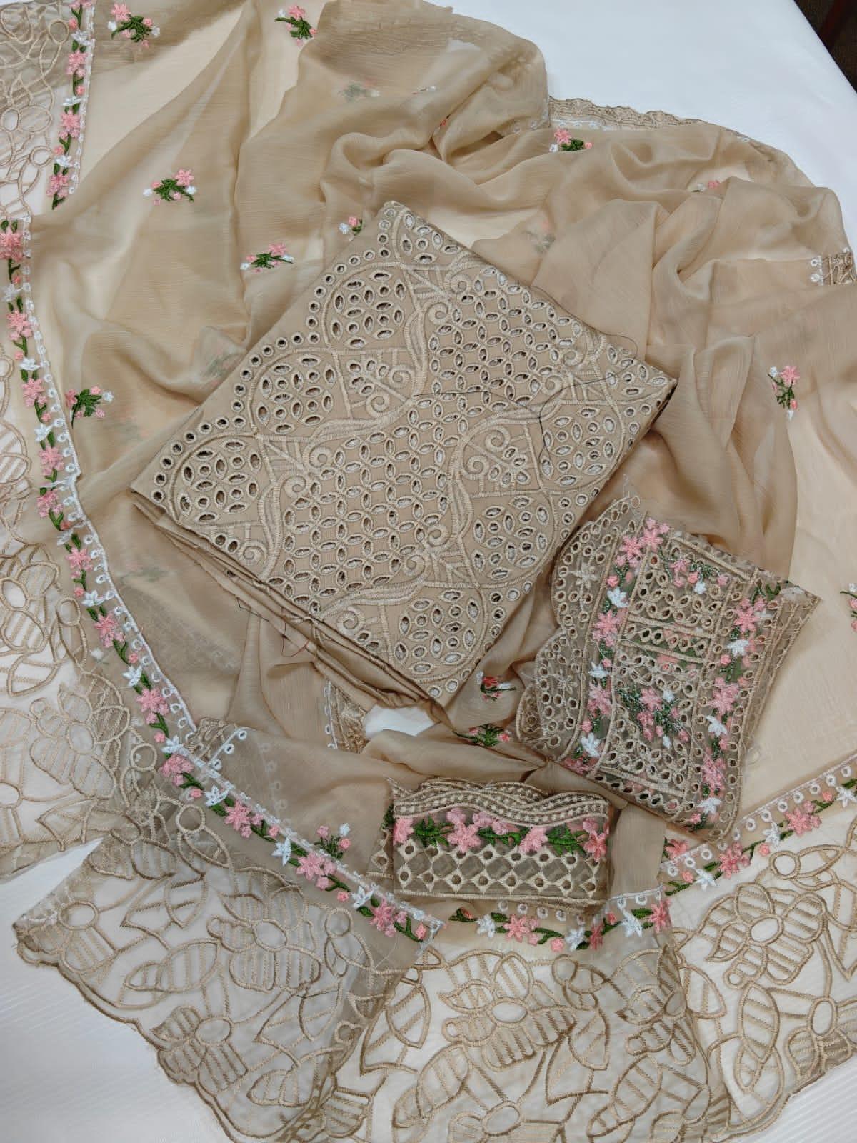 Fancy Luxury Branded Embroidered 3PC Unstitched Memon Clothes