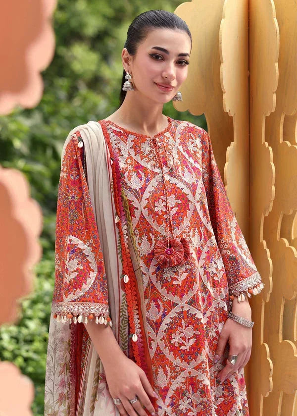 Maria B Printed Embroidered Lawn 3PC Unstitched Memon Clothes