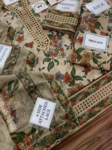 Baroque Printed Embroidered Lawn 3PC Unstitched Memon Clothes