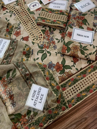 Baroque Printed Embroidered Lawn 3PC Unstitched Memon Clothes