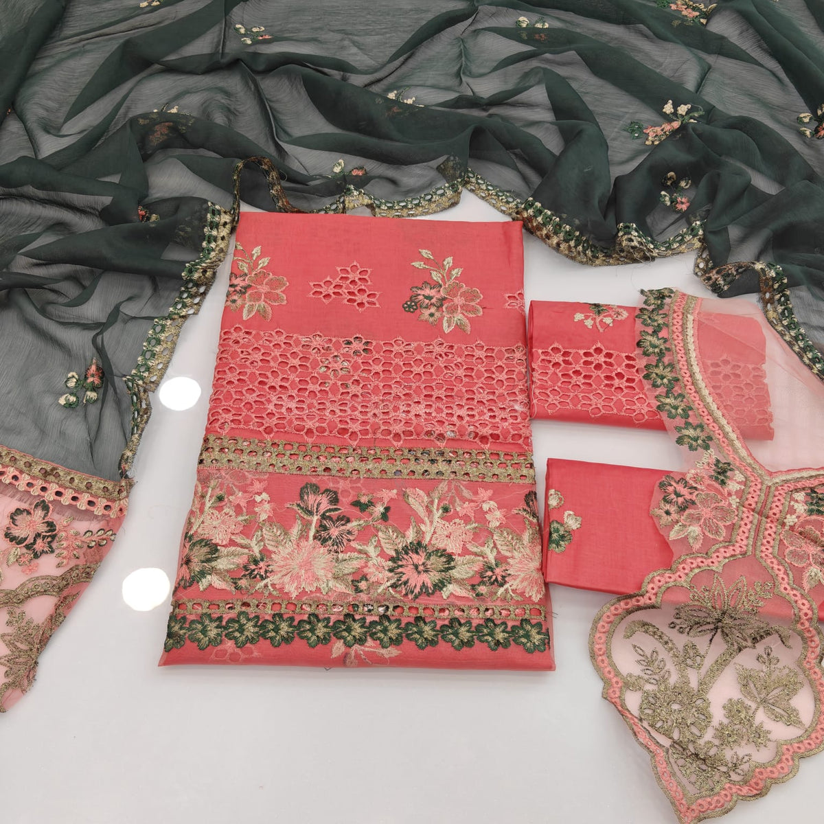 Party Wear Luxury Embroidered Cotton 3PC