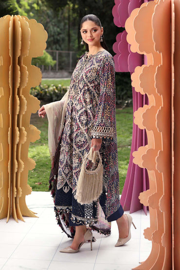 Maria B Printed Embroidered Lawn 3PC Unstitched Memon Clothes