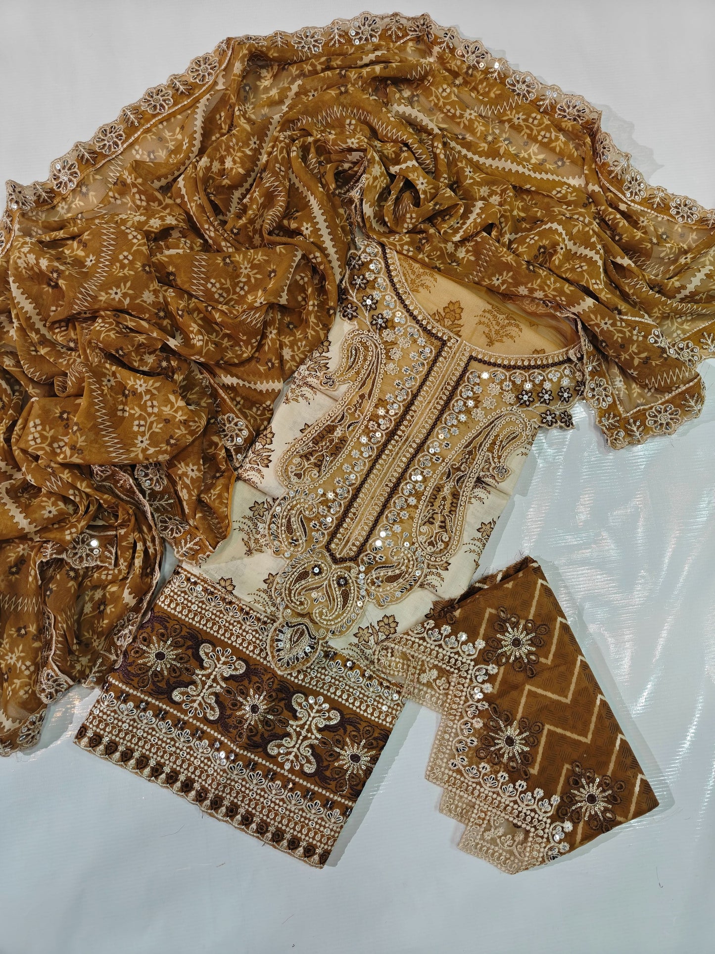 Maria B Printed Embroidered Heavy Daman | New Color