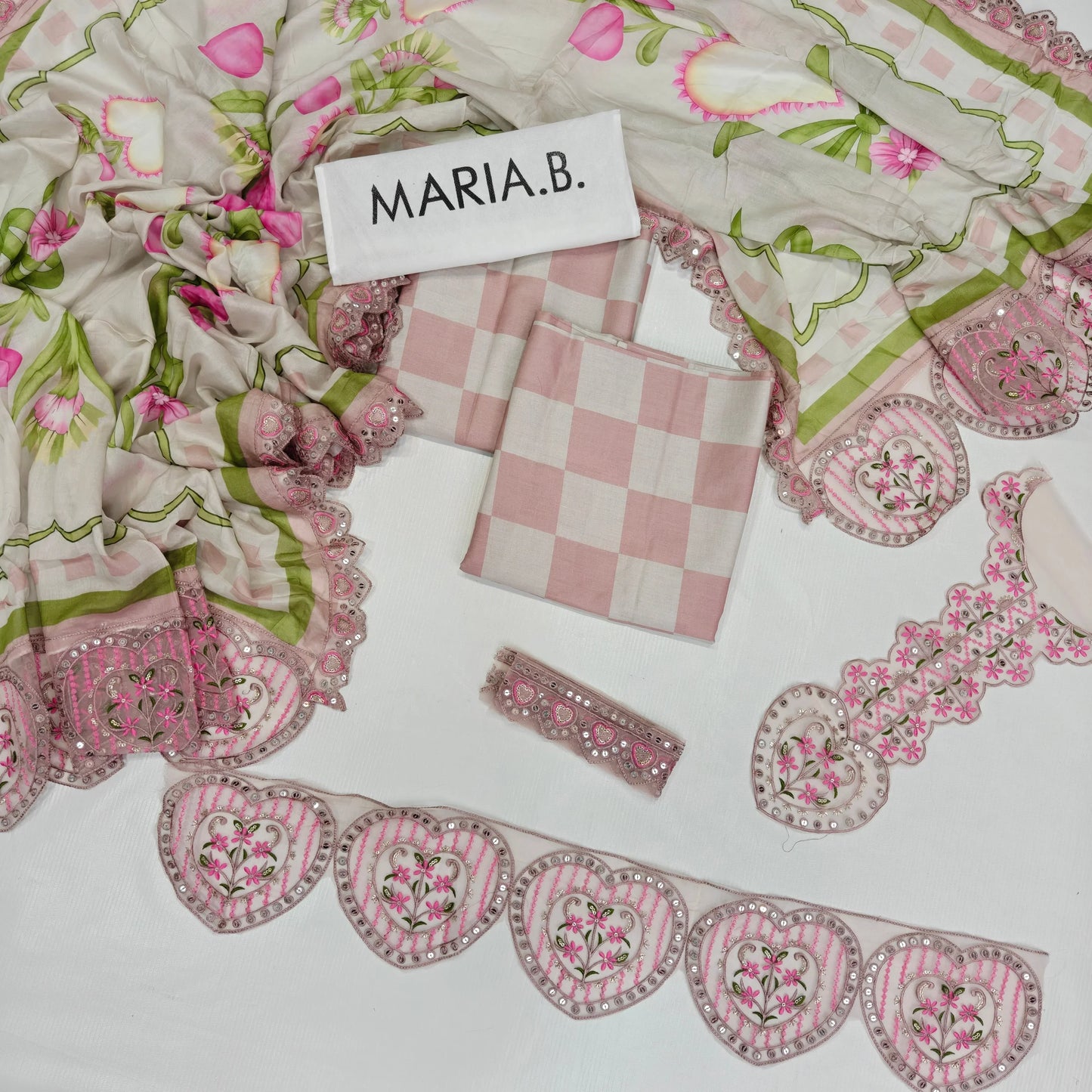 Maria B Printed Embroidered Lawn 3PC Unstitched Memon Clothes
