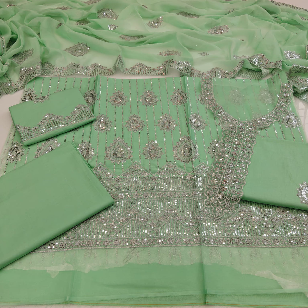 Party Wear Luxury Embroidered Cotton 3PC
