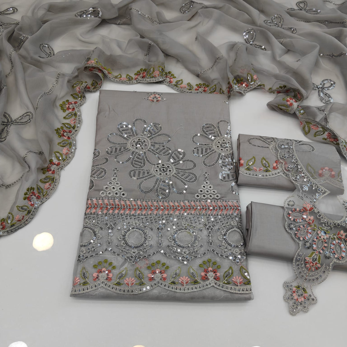 Party Wear Luxury Embroidered Cotton 3PC