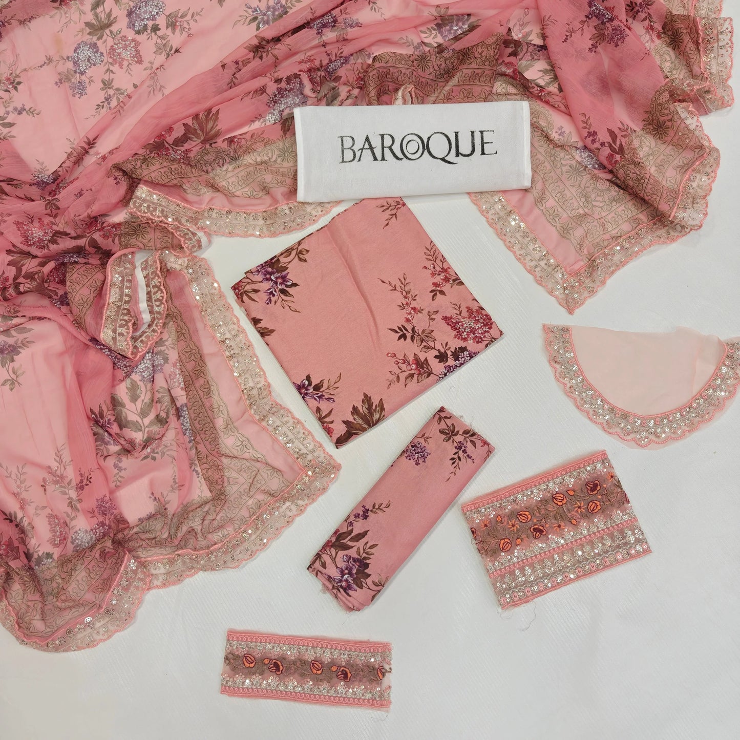 Baroque Printed Embroidered Lawn 3PC Unstitched Memon Clothes