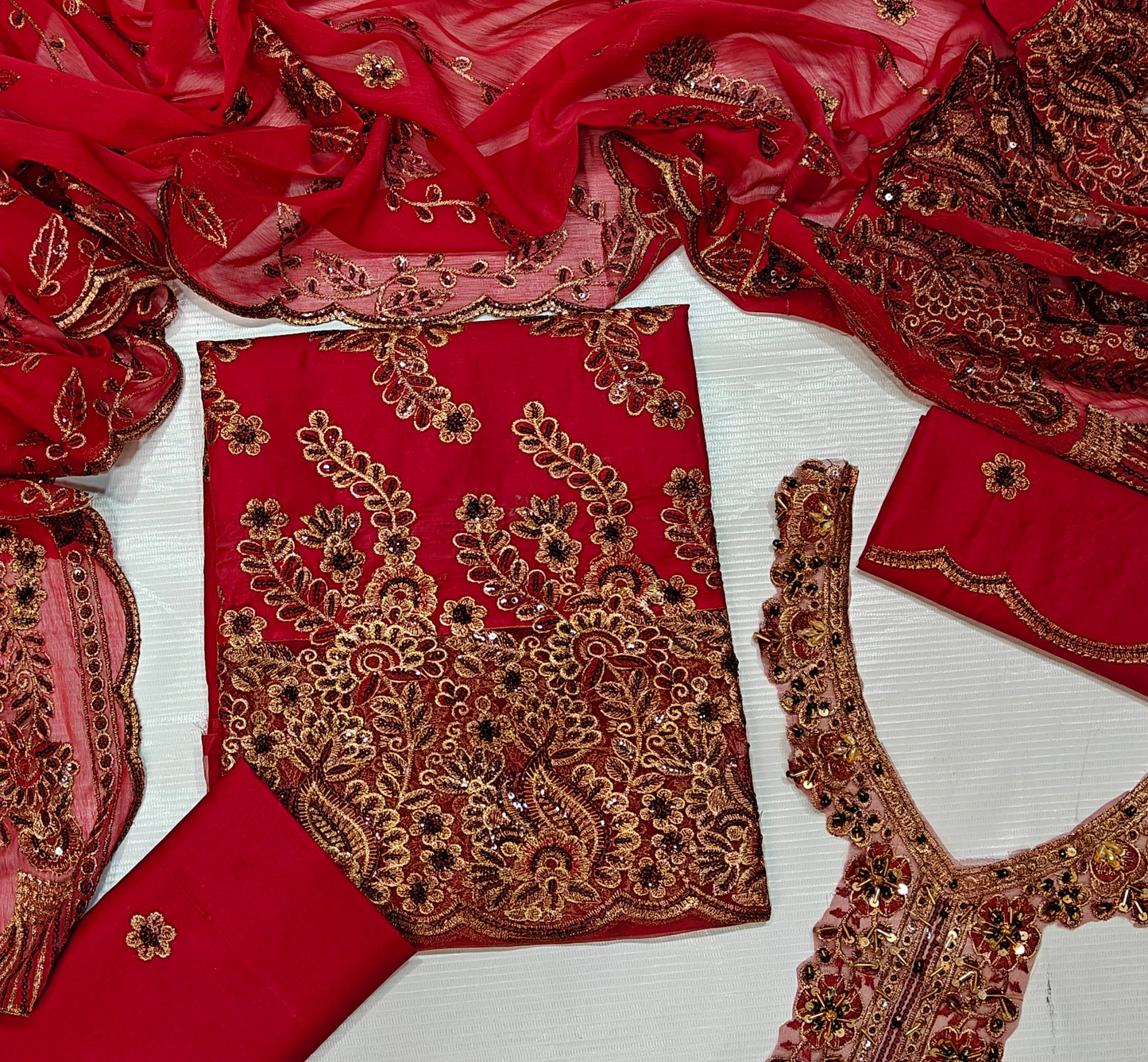 Taj Fancy Heavy Embroidered 3PC Unstitched Memon Clothes