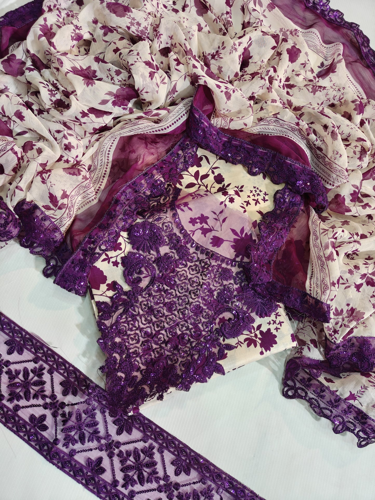 Aneela's Digital Printed Embroidered 3PC