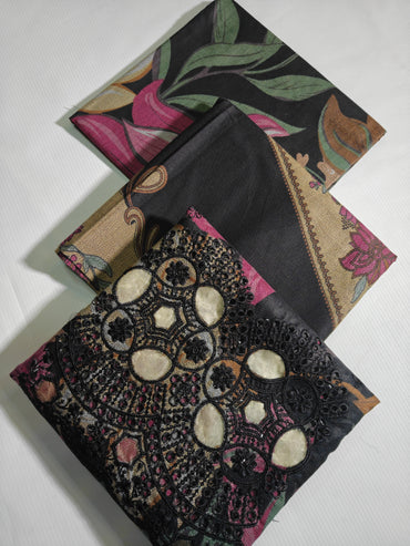 Dhanak Embroidered Lazer Cut Daman 3PC