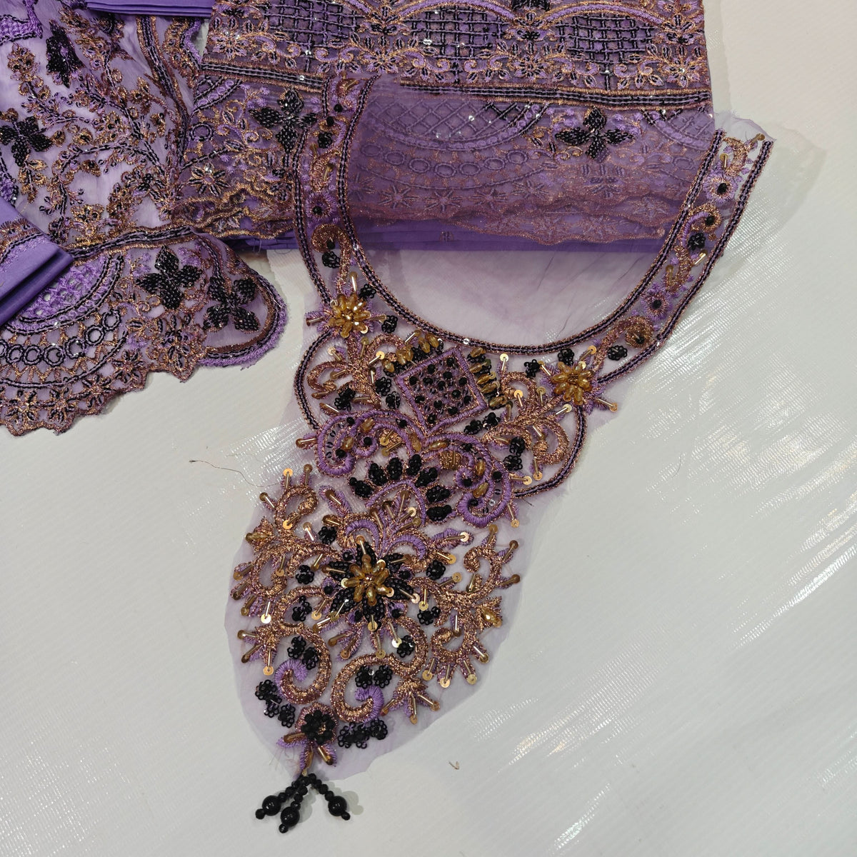 Taj Fancy Embroidery Unstitched | Purple Memon Clothes
