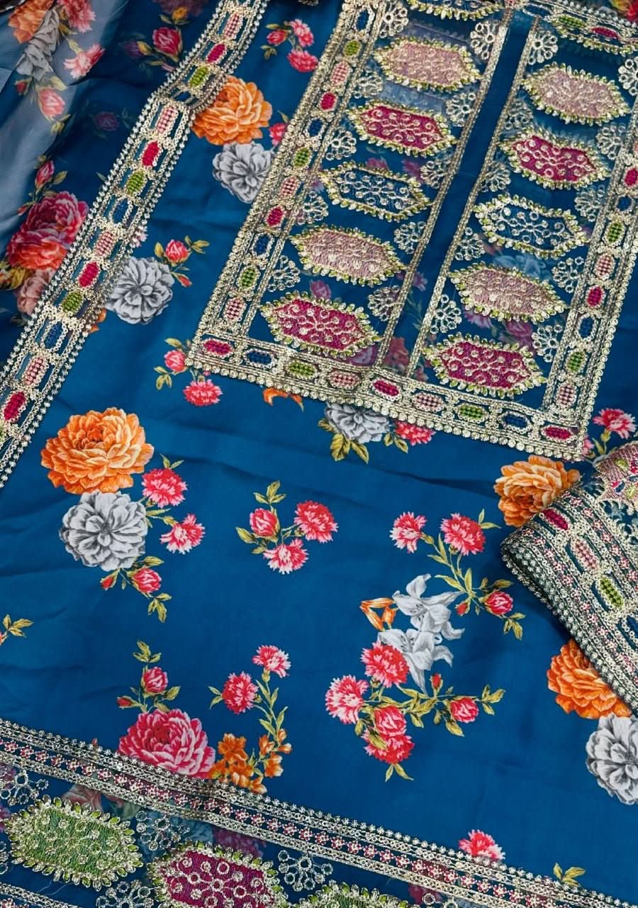 Sabya Sachi Printed Silk 3 Pcs | Zinc - Memon Clothes