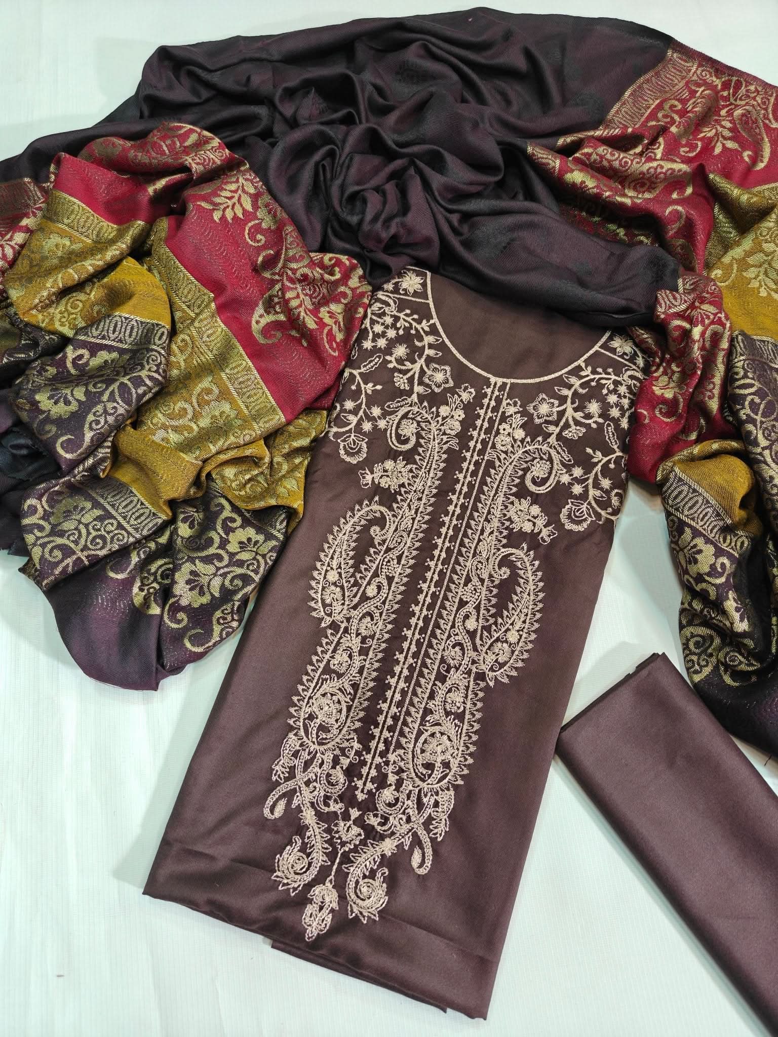 Zeenat Dhanak Fancy Unstitched 3PC - Memon Clothes