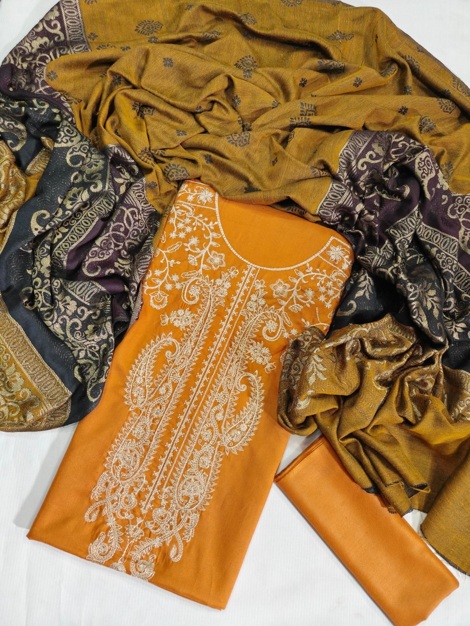 Zeenat Dhanak Fancy Unstitched 3PC - Memon Clothes