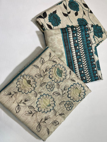 Dhanak Embroidered Lazer Cut Daman 3Pc