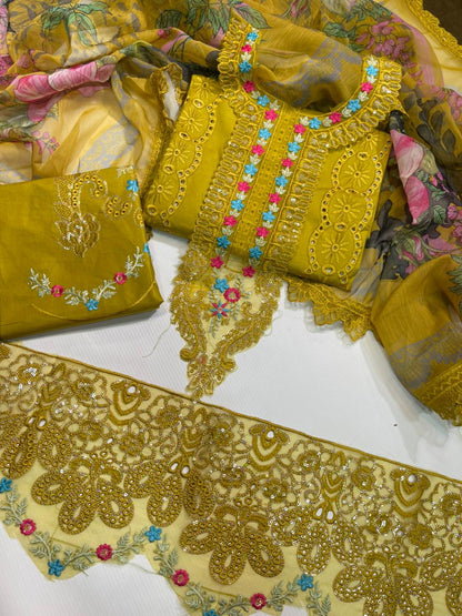 Maria B Luxury Embroidered Cotton 3 Pc