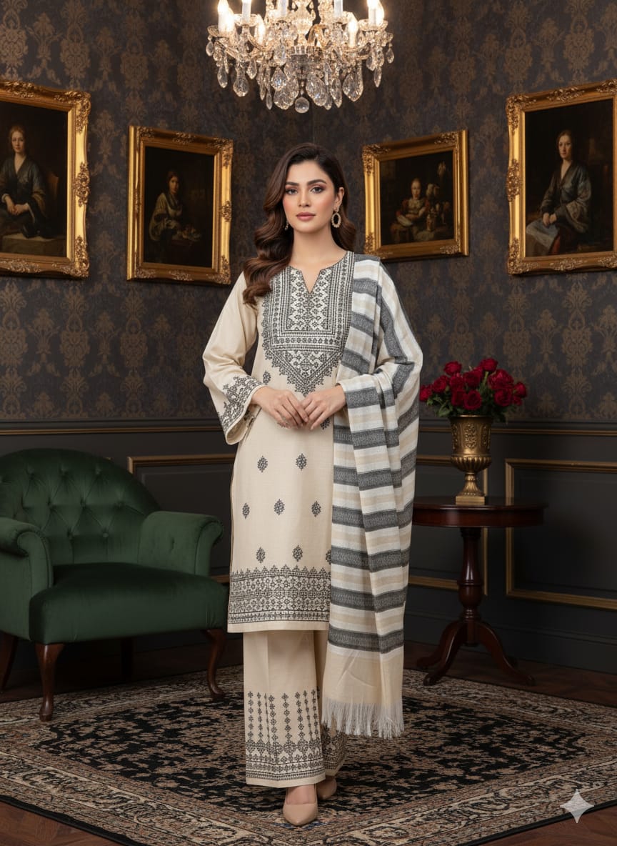 Khaddhar Luxury Unstitched 3 Pcs | Skin