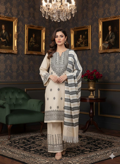 Khaddhar Luxury Unstitched 3 Pcs | Skin