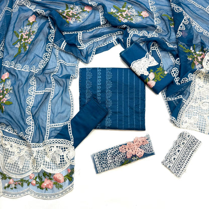 Crimson Luxury Chikan Kari Embroidered 3PC Memon Clothes