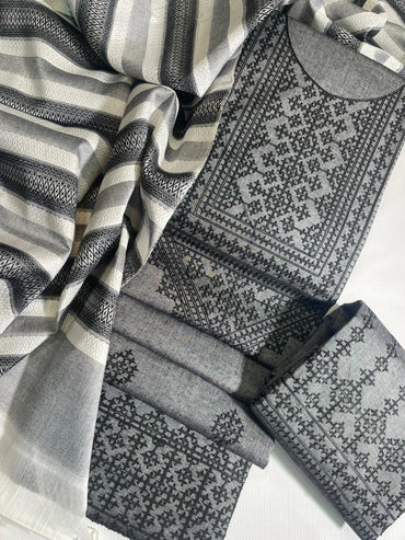 Khaddhar Luxury Unstitched 3 Pcs | Grey-Black