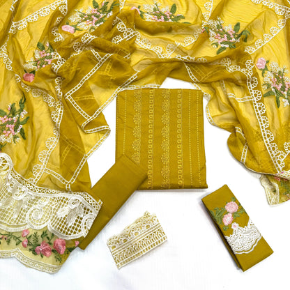 Crimson Luxury Chikan Kari Embroidered 3PC Memon Clothes