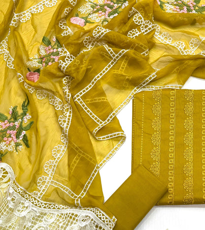 Crimson Luxury Chikan Kari Embroidered 3PC Memon Clothes