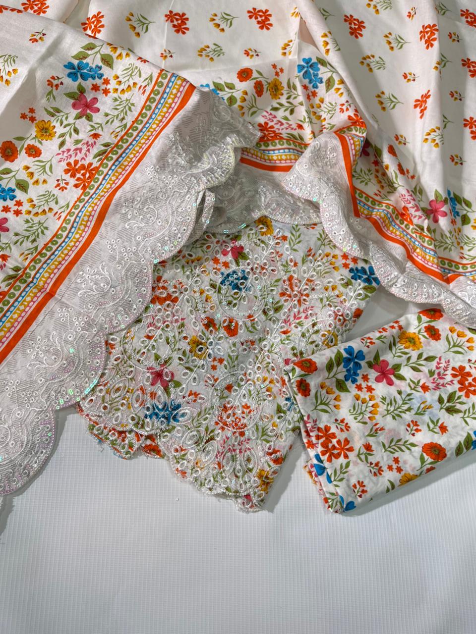 Daman ChikanKari Embroidered 3Pc