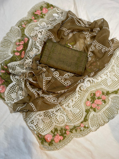 Crimson Luxury Embroidered Cotton