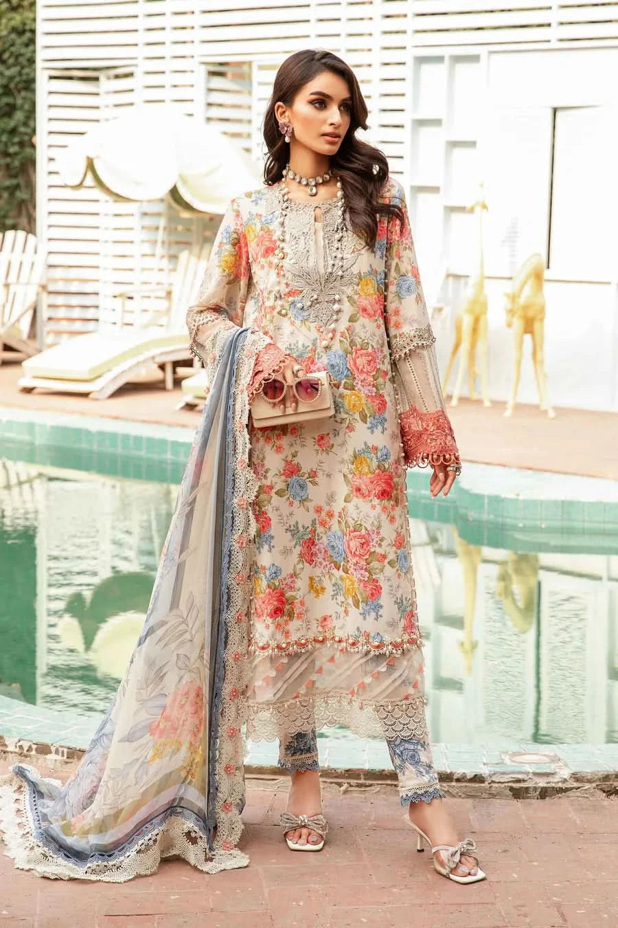 Maria B Embroidered Lawn 3PC | M Print