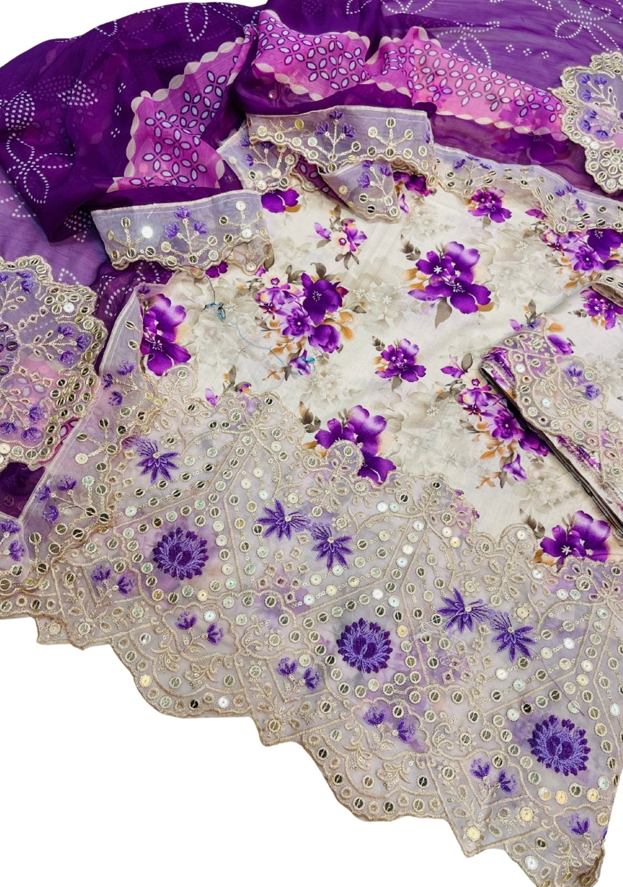 Baroque Printed Chikan Kari Lawn 3Pc