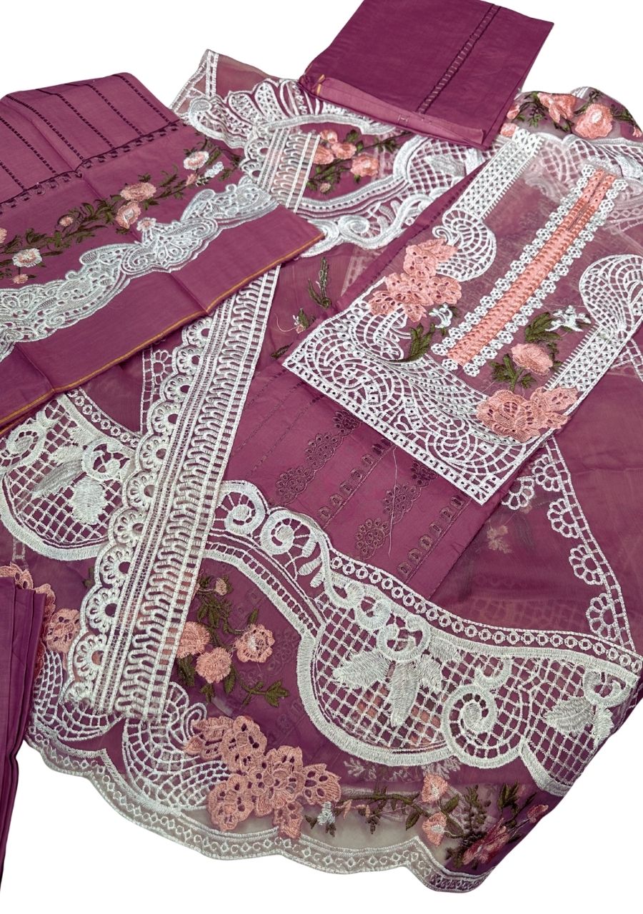 Crimson Luxury Embroidered Cotton