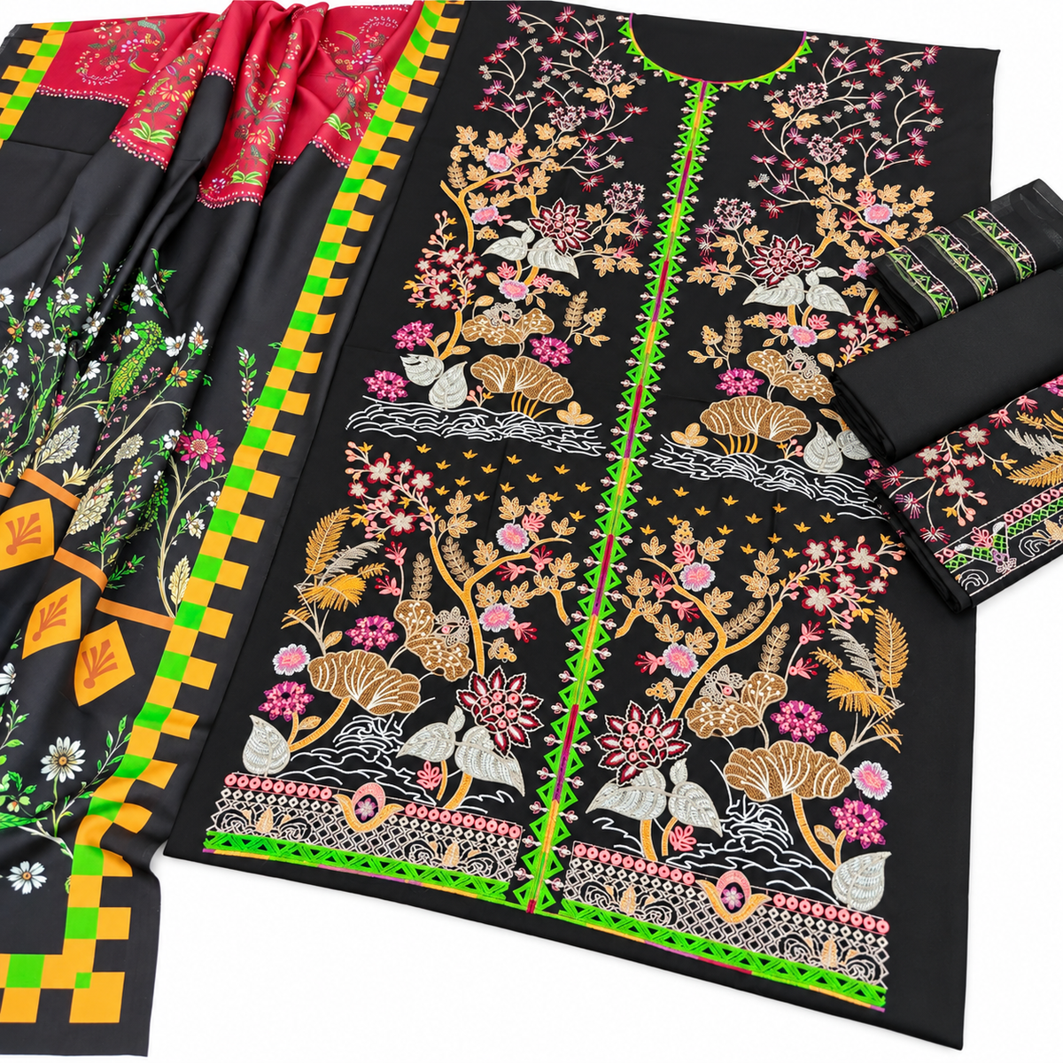 Dhanak Fancy Embroidered 3PC | Ethnic
