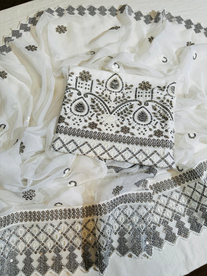 LIFAN Unstitched Embroidered Cotton