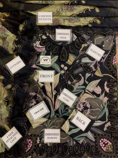 BAROQUE Embroidered Printed Lawn Suit