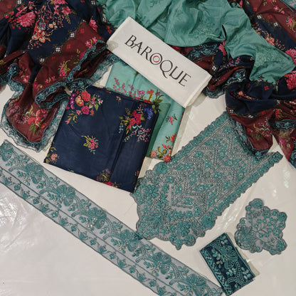 Baroque Printed Embroidered Lawn 3PC Unstitched