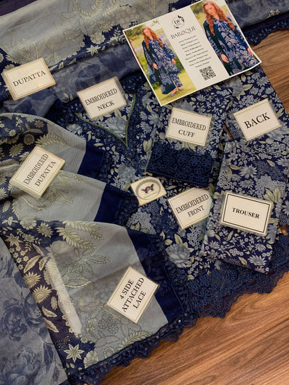 Baroque Printed Embroidered Lawn 3PC Unstitched