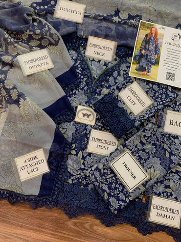 Baroque Printed Embroidered Lawn 3PC Unstitched