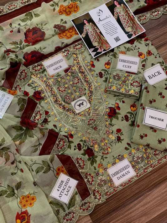 Aneela's Printed Embroidered Lawn 3PC Unstitched