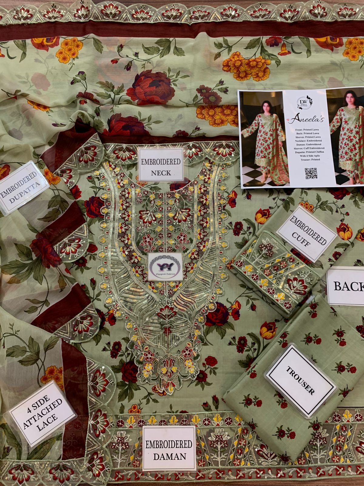 Aneela's Printed Embroidered Lawn 3PC Unstitched