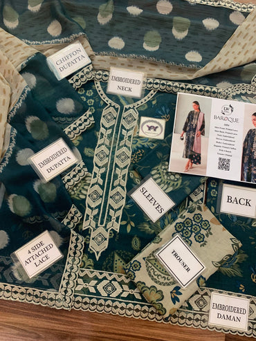 Baroque Embroidered Printed Lawn 3PC Unstitched