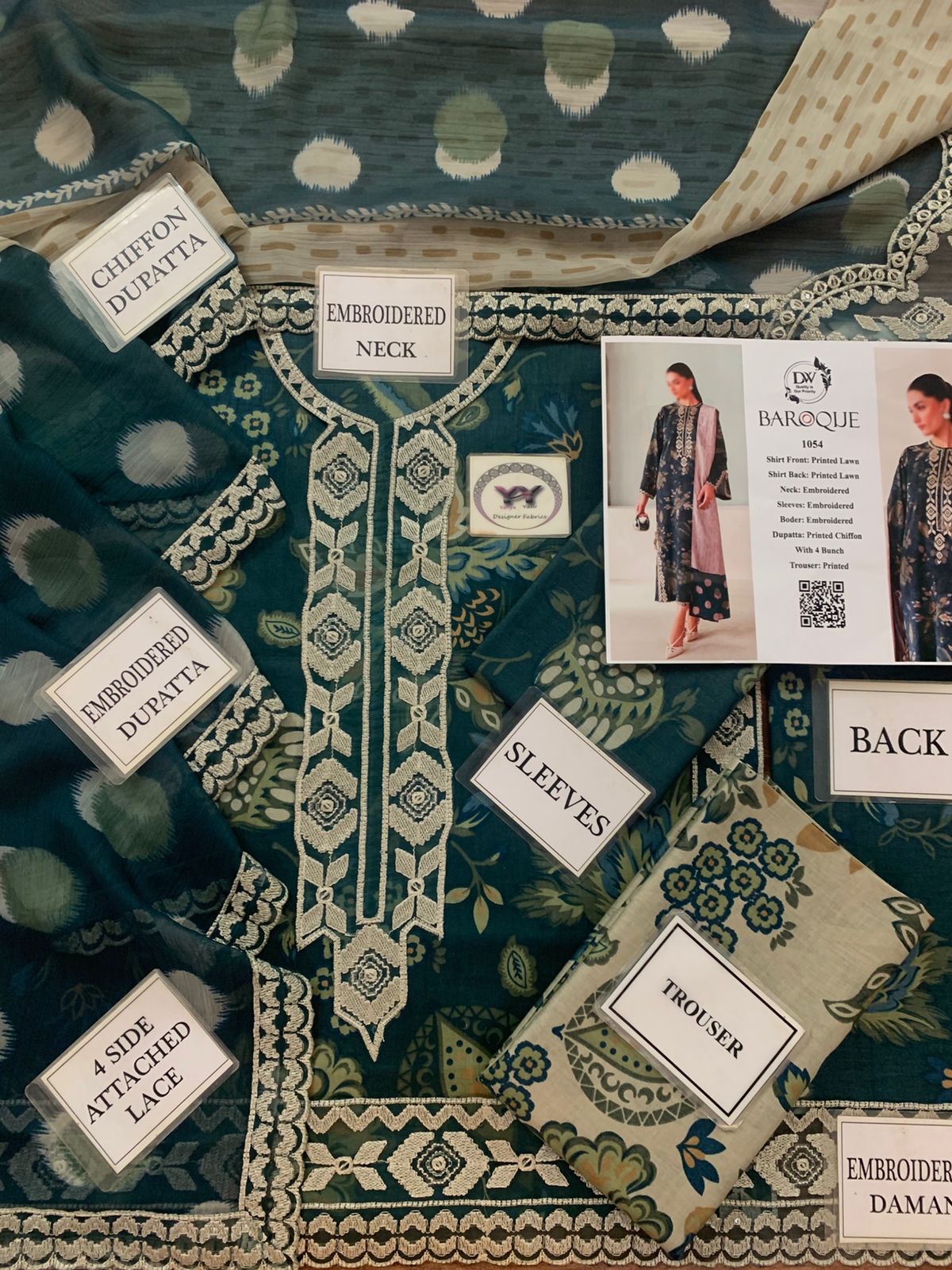 Baroque Embroidered Printed Lawn 3PC Unstitched